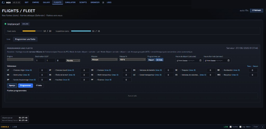 Programmer une flotte Nox-bot