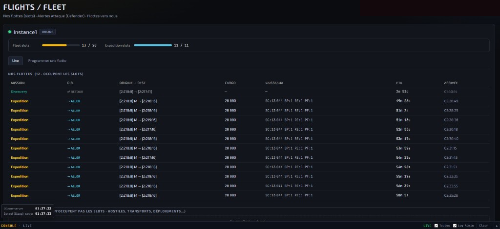 Flights live Nox-bot